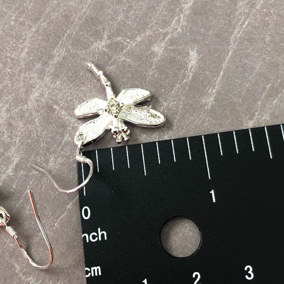 Silver Tone Dragonfly Earrings - Picture 5 of 6